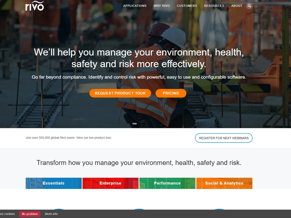 Homepage of Rivo, a Sphera company